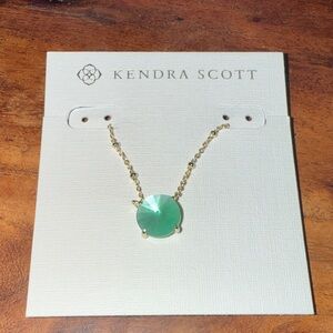 Kendra Scott Gold Necklace with Green Pendant- new
